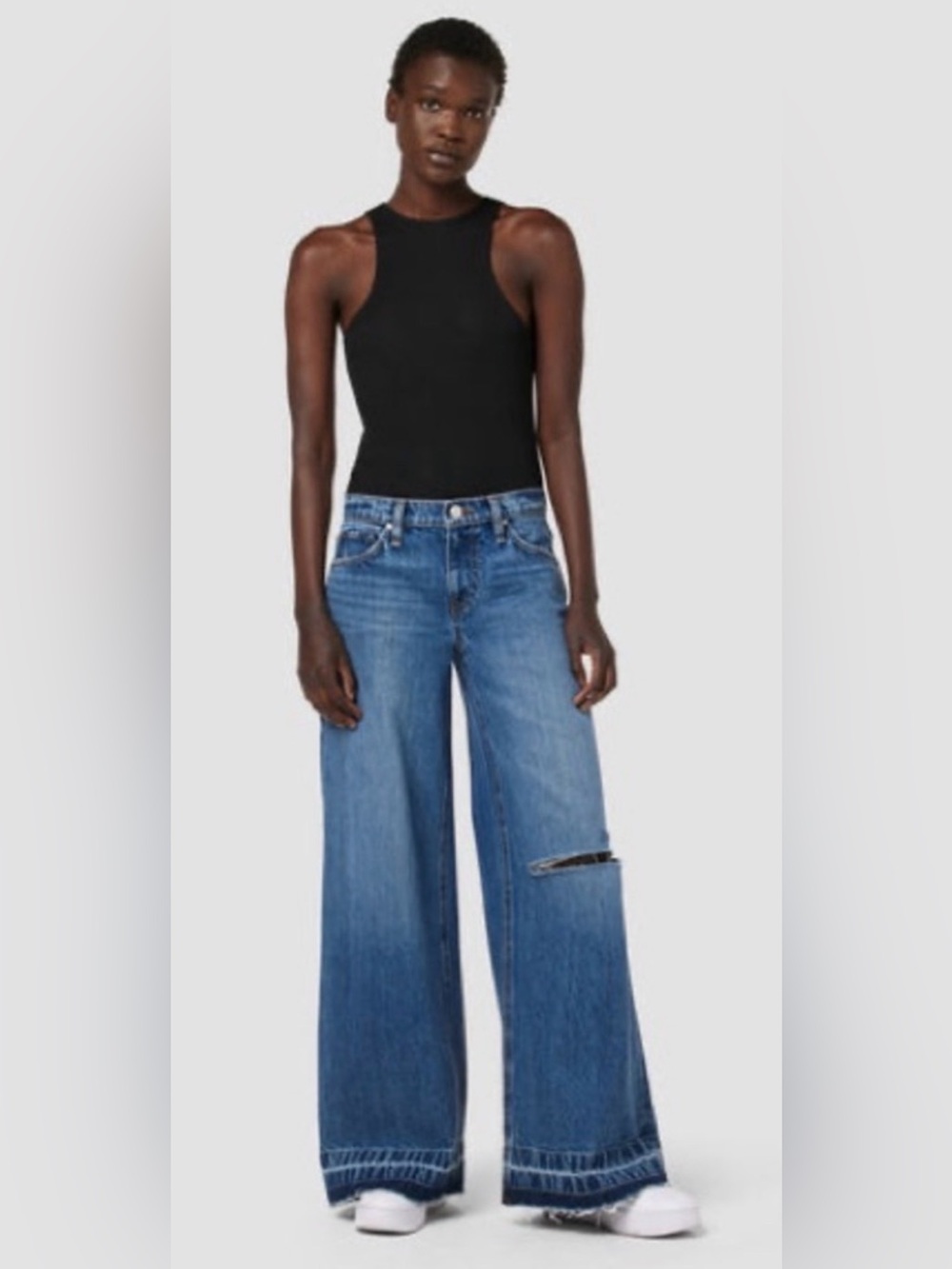 Hudson Jeans Freya Women's Wide-Leg Distressed Blue Denim